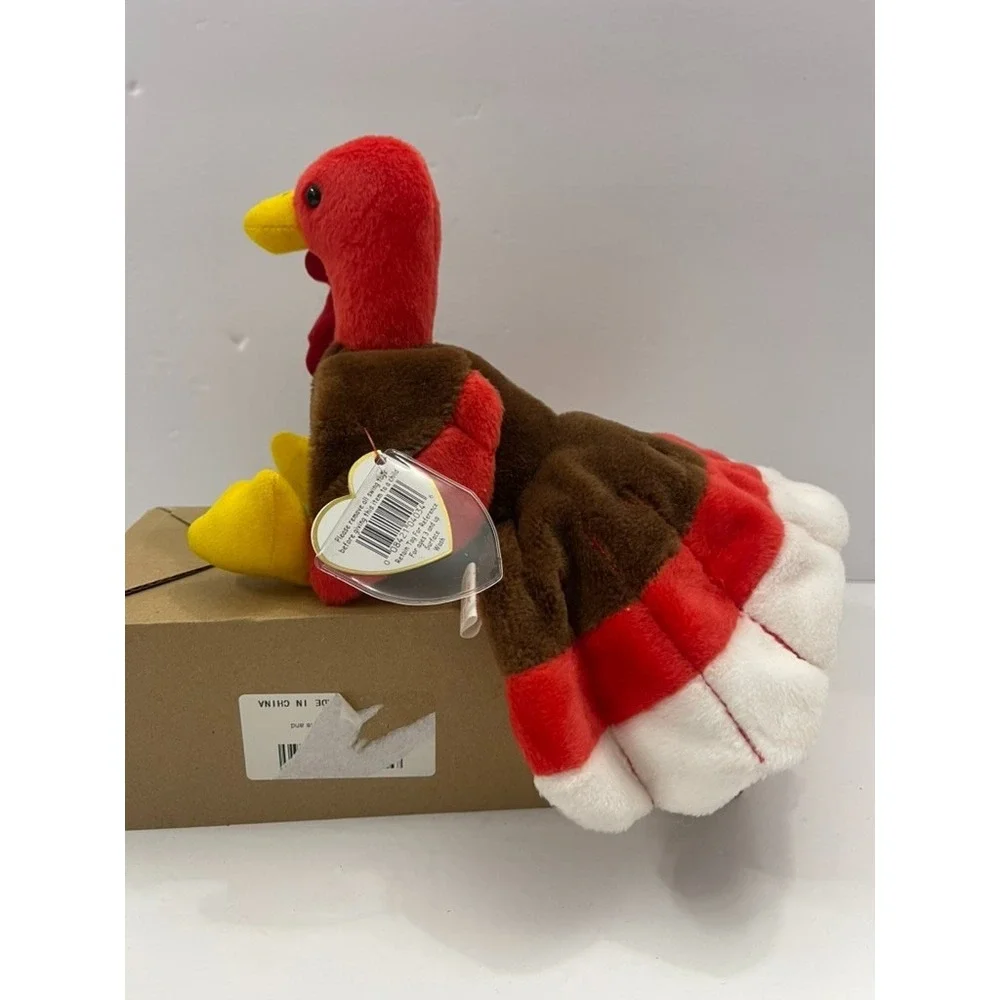 Ty Beanie Babies Gobbles the Turkey 1996 Vintage Plush Toy Brown Red White